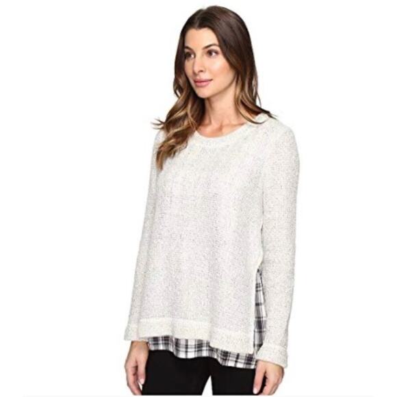 Sanctuary All In One Plaid Layered Knit Sweater Womens Size XL Pullover Wool - Picture 1 of 10